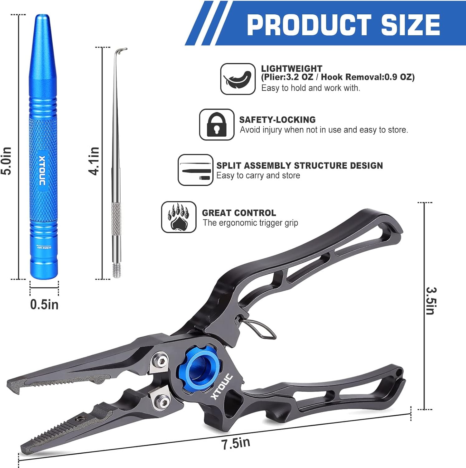Saltwater Fishing Pliers Titanium Alloy Jaw, Fish Hook Quick Removal, Fishing Accessories and Equipment, Split Ring Tools, Fishing Tackle Kit, Fishing Gear for Gift