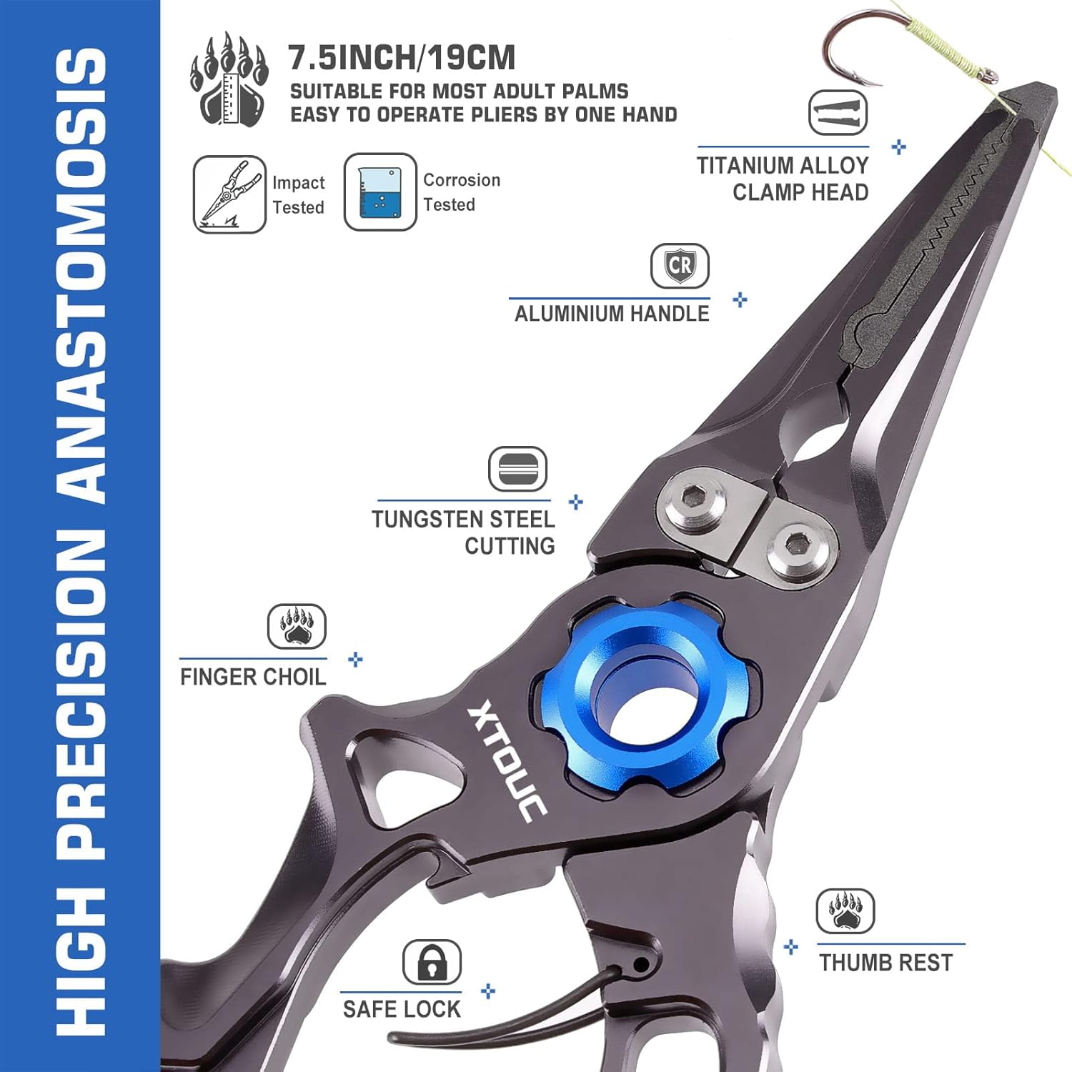 Saltwater Fishing Pliers Titanium Alloy Jaw, Fish Hook Quick Removal, Fishing Accessories and Equipment, Split Ring Tools, Fishing Tackle Kit, Fishing Gear for Gift