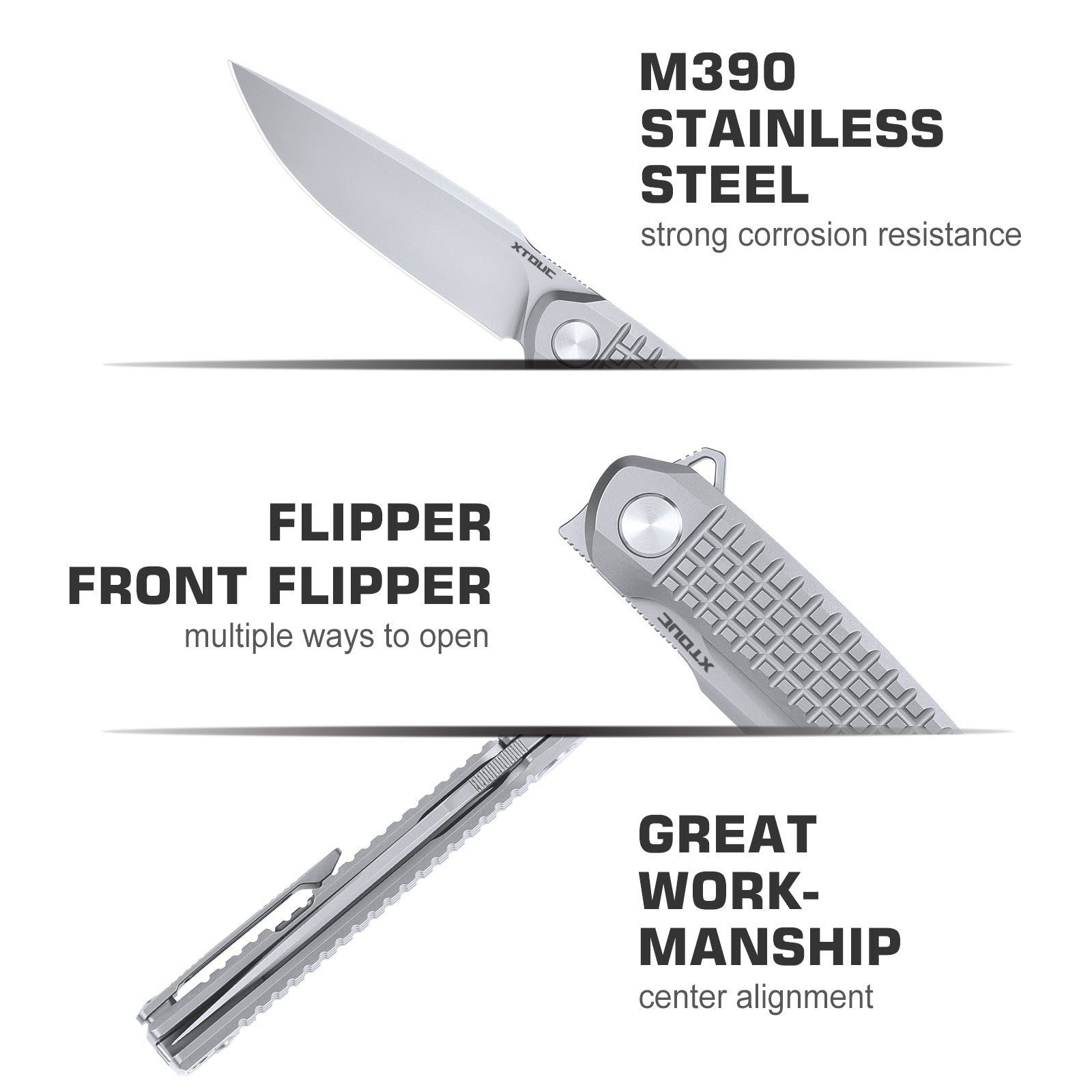 XTOUC M390 Blade Folding Pocket Knife Titanium Handle Outdoor Camping EDC Knives RX302